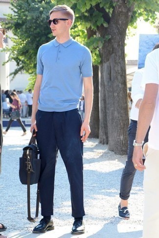 Какие футболки-поло носить с черными брогами