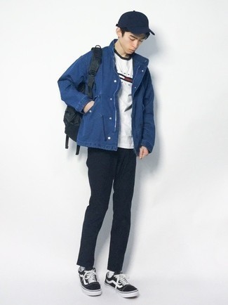 С чем носить черный рюкзак из плотной ткани мужчине