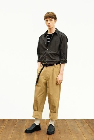 С чем носить черный ремень из плотной ткани мужчине