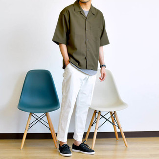 С чем носить черные топсайдеры из плотной ткани