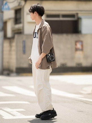 С чем носить черные ботинки из плотной ткани мужчине