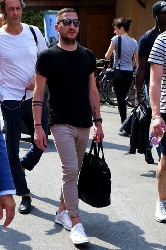 С чем носить черный портфель из плотной ткани