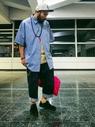 С чем носить черные туфли дерби из плотной ткани