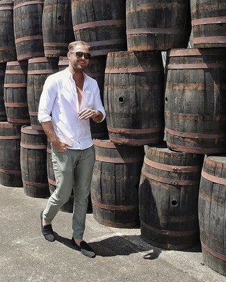 С чем носить черные лоферы из плотной ткани мужчине