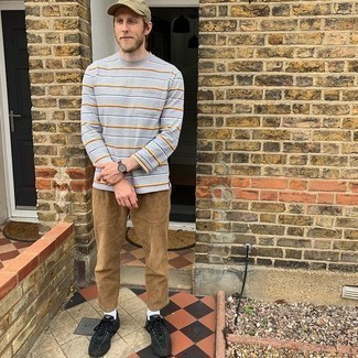 С чем носить черные низкие кеды из плотной ткани мужчине