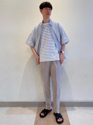 С чем носить черные сандалии из плотной ткани мужчине