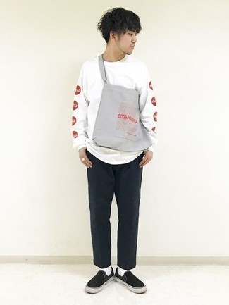 С чем носить черные слипоны из плотной ткани мужчине