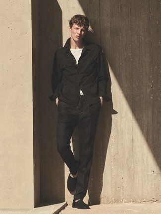 С чем носить черные слипоны из плотной ткани мужчине