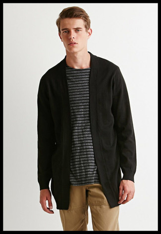 Какие открытые кардиганы носить с черным кардиганом мужчине