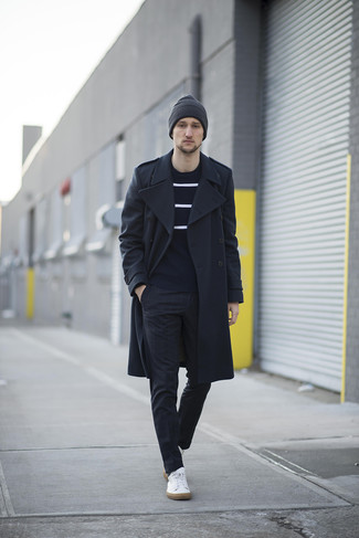 С чем носить черные классические брюки в клетку мужчине