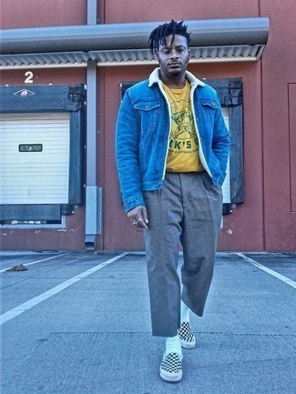 С чем носить черные слипоны в клетку мужчине