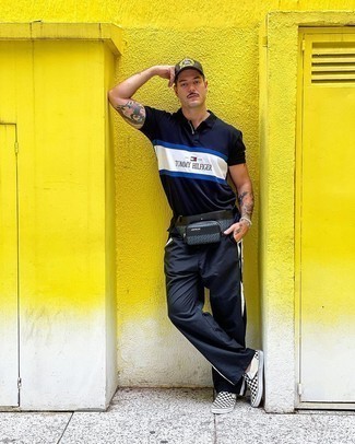 С чем носить черные слипоны в клетку мужчине