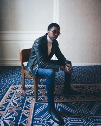 Какие косухи носить с черными ботинками челси мужчине