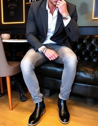 Какие пиджаки носить с черными ботинками челси мужчине
