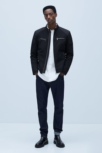 Какие бомберы носить с черными ботинками челси мужчине