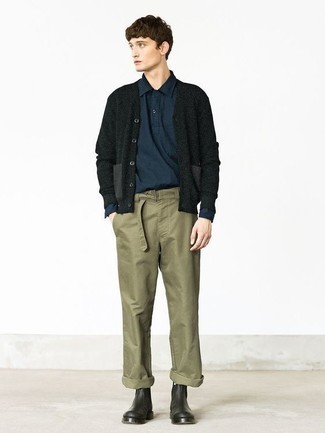 Какие кардиганы носить с черными ботинками челси мужчине