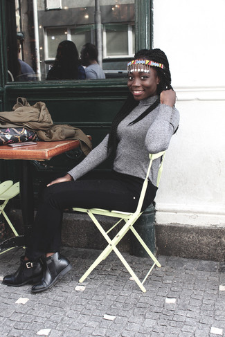 С чем носить черные ботинки челси женщине