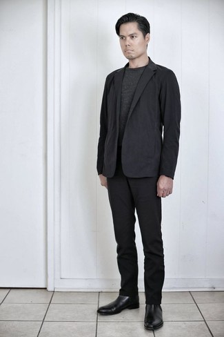 Какие костюмы носить с черными ботинками челси