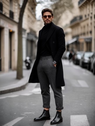 Какие водолазки носить с черными ботинками челси мужчине