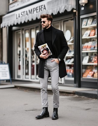 Какие водолазки носить с черными ботинками челси мужчине