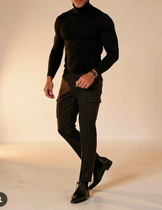 Какие водолазки носить с черными ботинками челси мужчине