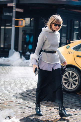 С чем носить черную шифоновую длинную юбку