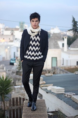 Как носить черные брюки чинос с черным пиджаком