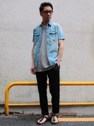 Какие сланцы носить с черными брюками чинос