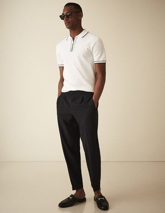 Какие футболки-поло носить с черными брюками чинос