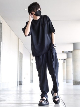 Какие сандалии носить с черными брюками чинос