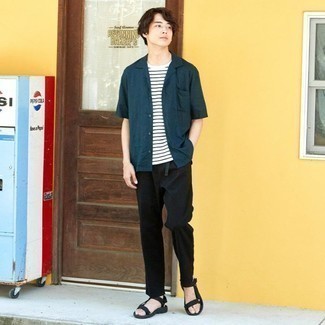 Какие сандалии носить с черными брюками чинос