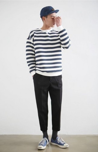 Какие свитшоты носить с черными брюками чинос