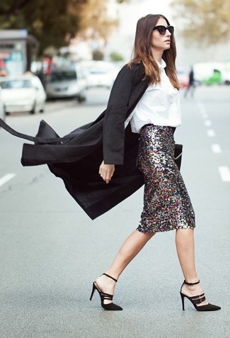 Какие босоножки на каблуке носить с черным пальто