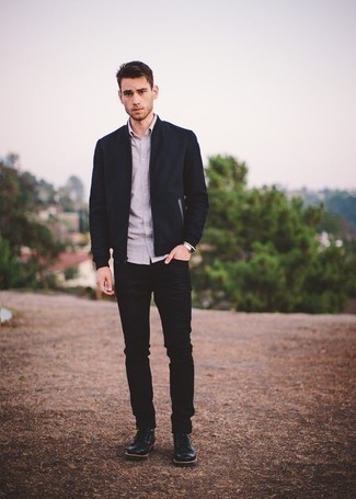 Какие бомберы носить с черными туфлями дерби