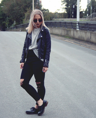 С чем носить черные туфли дерби женщине