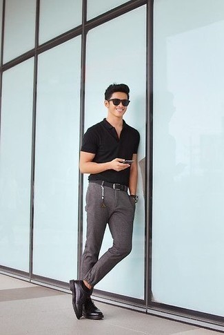 Какие футболки-поло носить с черными туфлями дерби