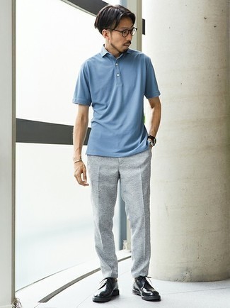 Какие футболки-поло носить с черными туфлями дерби