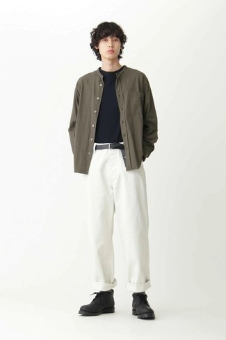 Какие брюки чинос носить с черными ботинками дезертами