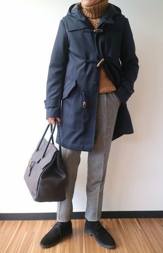 Какие дафлкоты носить с черными ботинками дезертами