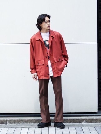 Какие куртки-рубашки носить с черными ботинками дезертами