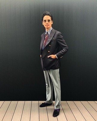 Какие лоферы носить с черным двубортным пиджаком мужчине