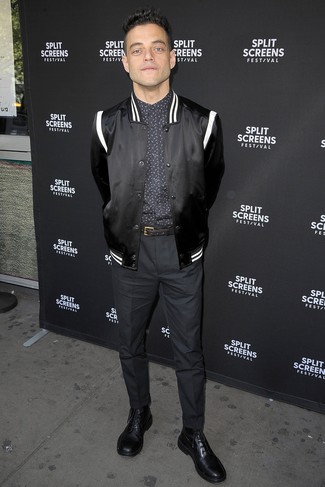 Какие бомберы носить с черными классическими ботинками мужчине