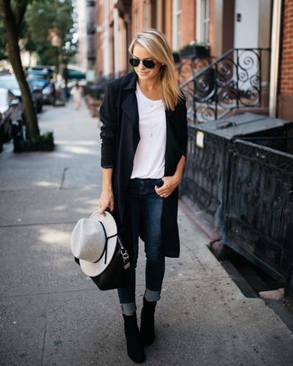 Какие ботильоны носить с черным пальто дастер