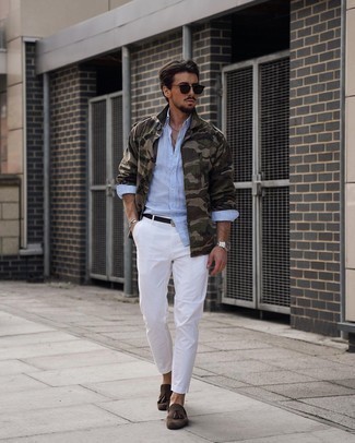 С чем носить черный кожаный ремень с украшением мужчине