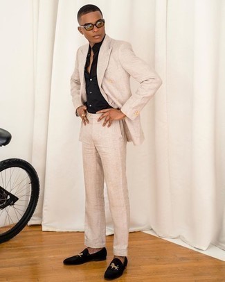 С чем носить черные лоферы с вышивкой мужчине