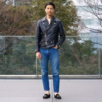 С чем носить черные лоферы с вышивкой мужчине