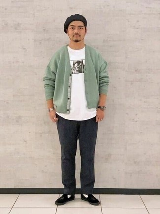 С чем носить черные лоферы с вышивкой мужчине