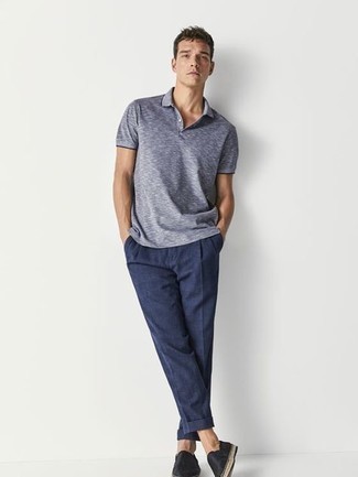 Какие футболки-поло носить с черными эспадрильями мужчине