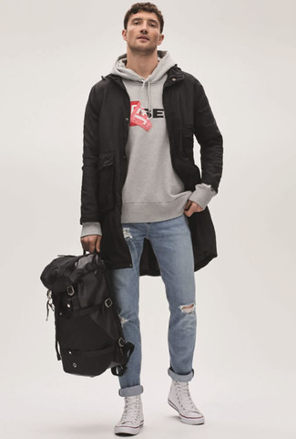 С чем носить черную фиштейл-парку мужчине