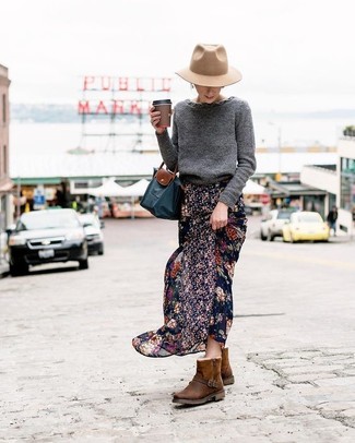 С чем носить черную длинную юбку с цветочным принтом